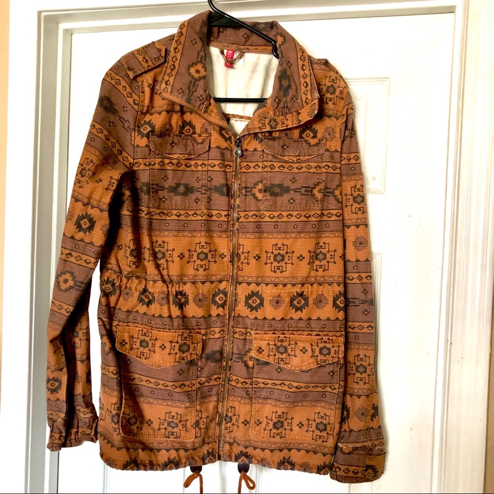 Geometric Style Tan Utility Jacket